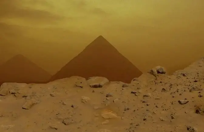 On Mars, a ufologist discovered a massive ancient pyramid.