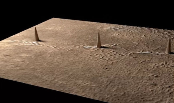 2 alien towers on mars anomaly